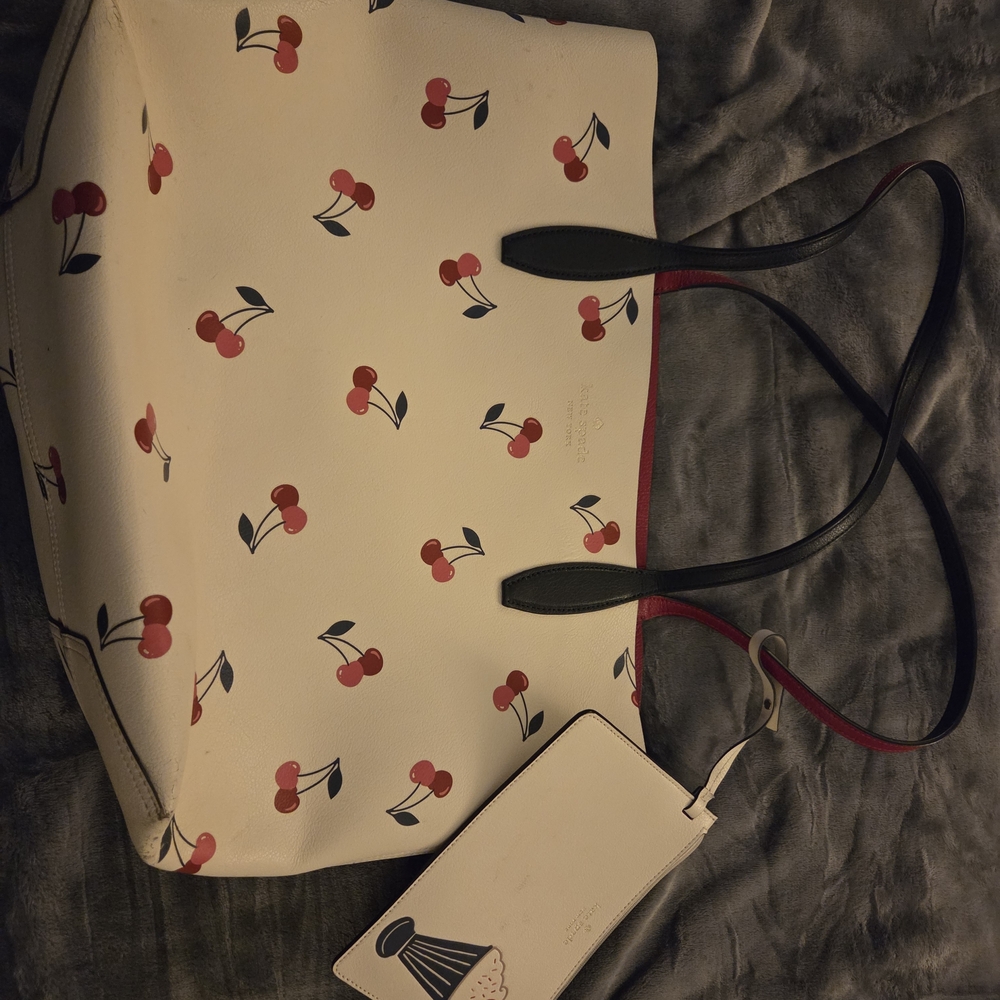 Elegant Kate Spade Reversible Cherry Print Tote Bag